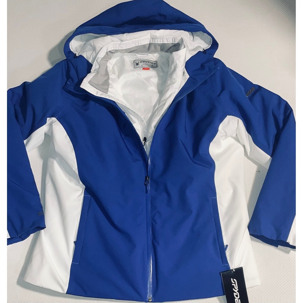 Spyder‎ New Mega 3 in 1 Jacket Men XL Blue White Ski Snowboard Waterproof Hooded